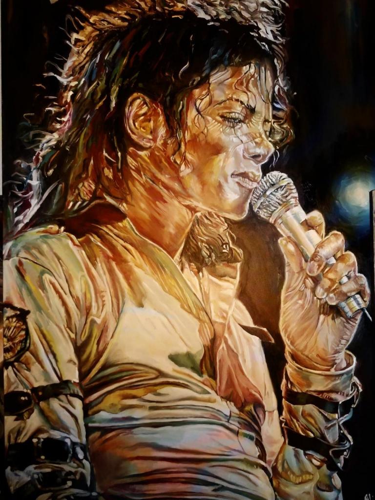 Portrait Of Michael Jackson By Alex Krasky Oil On Canvas Michael