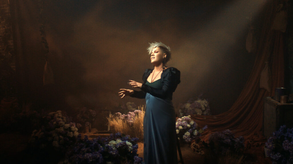 P!nk performing in the official music video for Anywhere Away From Here