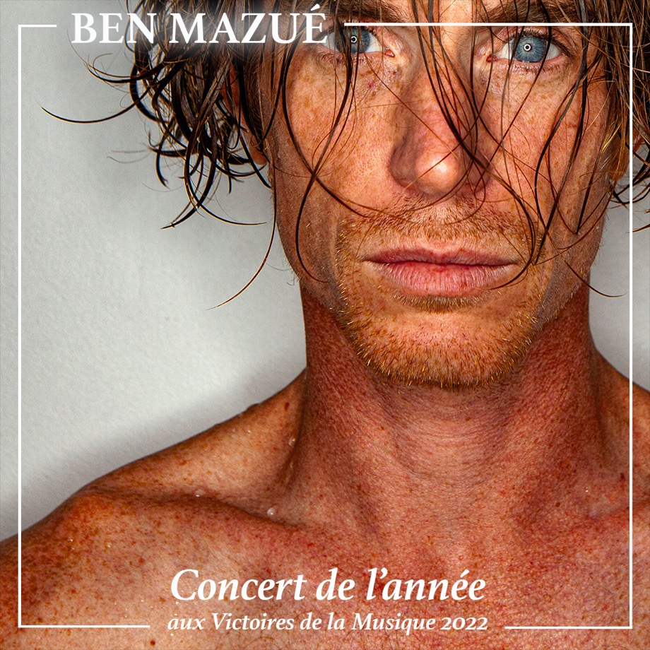 Le visuel de l'album "Paradis" de Ben Mazué avec la mention "Concert de l'année aux Victoires de la Musique 2022" en bas de l'image.