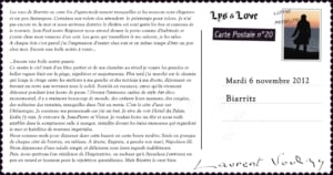 Laurent Voulzy – Carte postale du 6 novembre, concert de Biarritz
