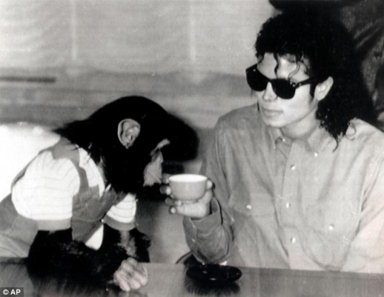 Michael and bubbles having tea,