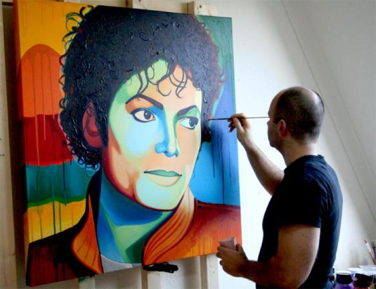 Michael Jackson Acrylic Portrait Painting by Frank Wagtmans