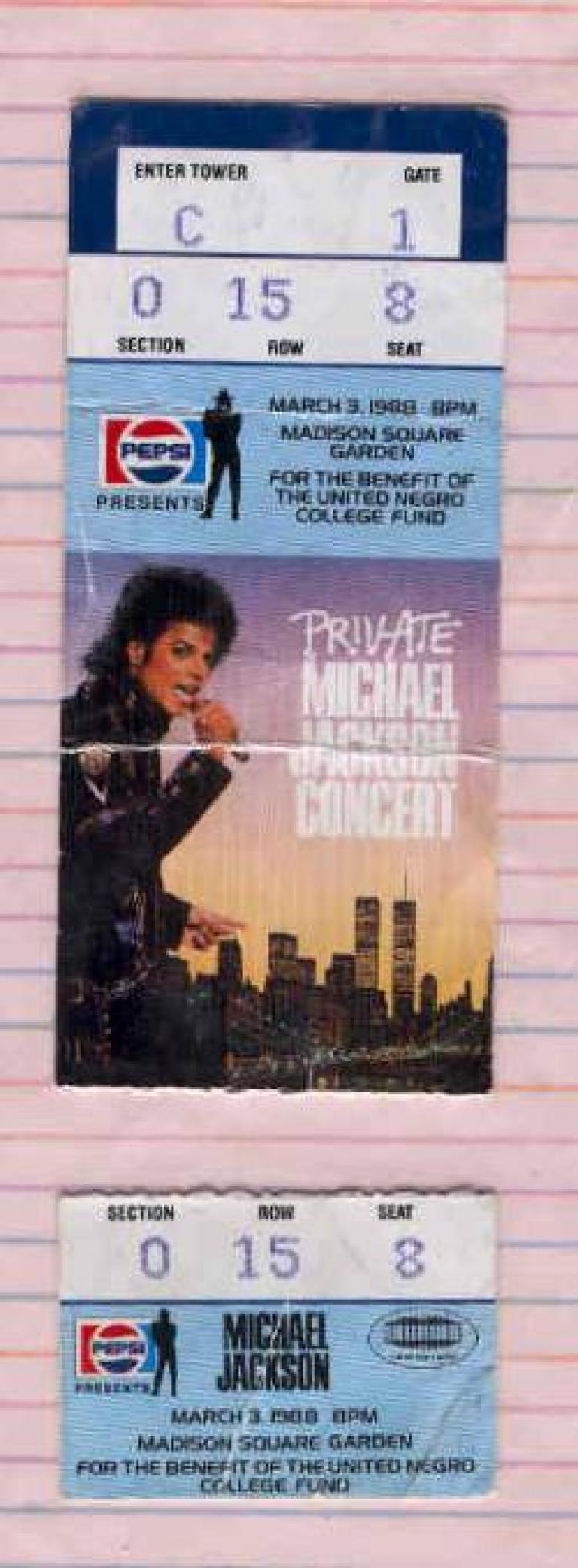 UNCF Benefit Concert Ticket Stub – March 3, 1988