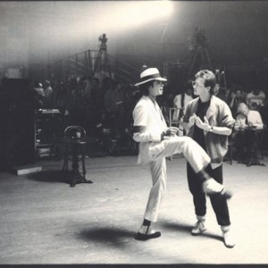 Michael Jackson and Vincent Patterson on the set of Smooth Criminal short film