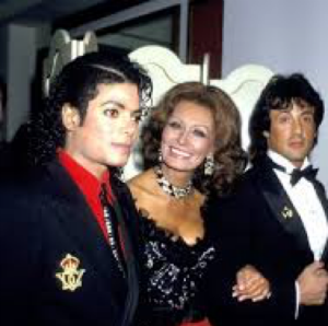 MJ with Sophia Loren and Sylvester Stallone