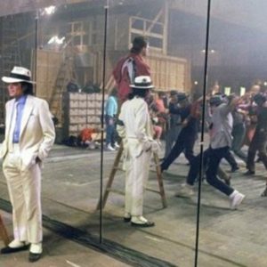 Michael Jackson, Vincent Paterson and dancers on set of Smooth Criminal short film