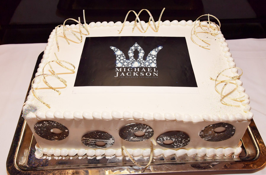 LAS VEGAS, NV - AUGUST 29: A cake is displayed during the Michael Jackson diamond birthday celebration at Michael Jackson ONE by Cirque du Soleil at the Mandalay Bay Resort and Casino on August 29, 2018 in Las Vegas, Nevada.  (Photo by Lester Cohen/Getty Images for Sony Music and The Estate of Michael Jackson)