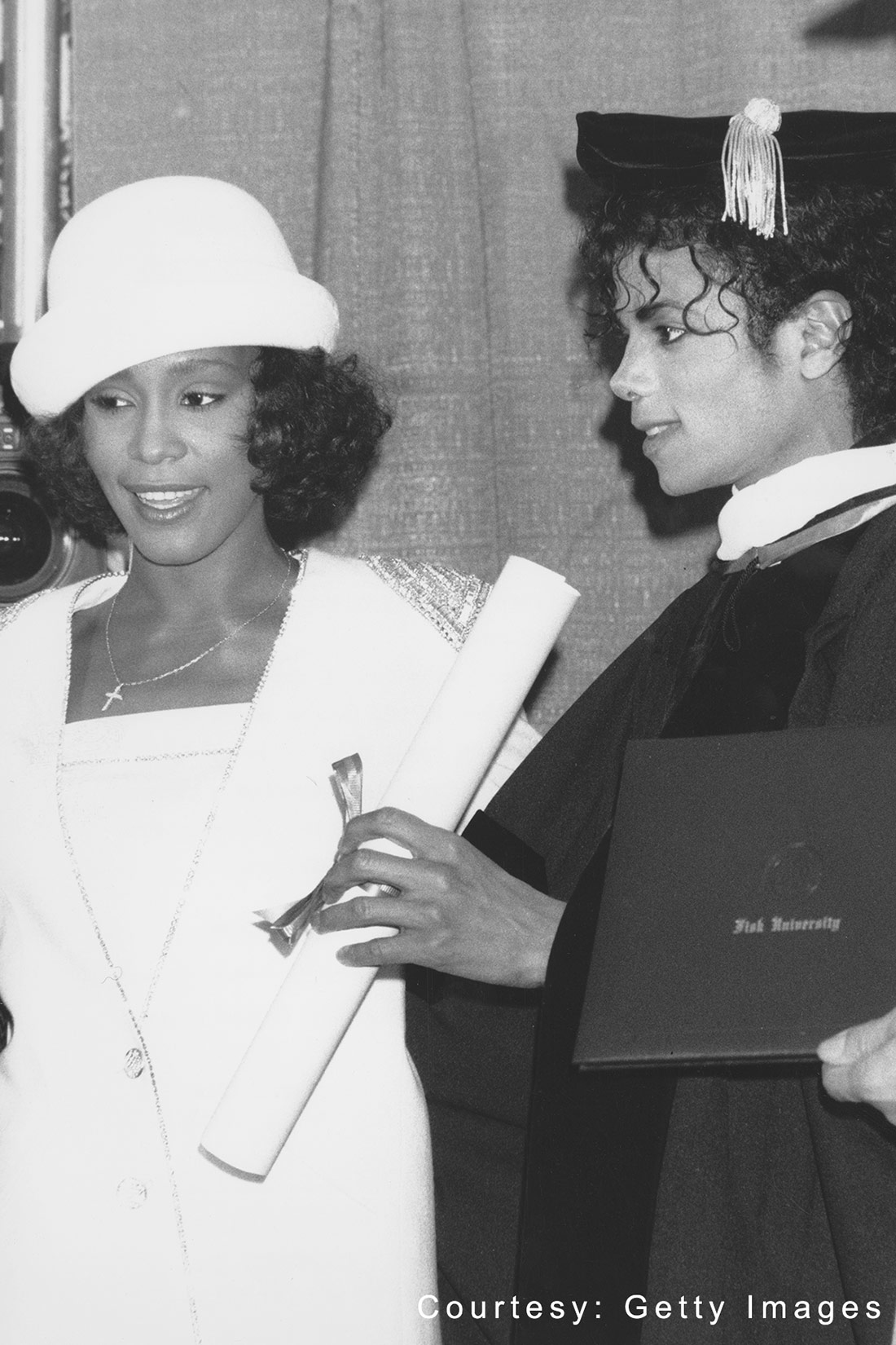 Michael Jackson with Whitney Houston at the United Negro College Fund's anniversary dinner in New York, NY, in March 1988.