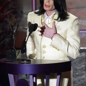 Michael Jackson accepts his induction into the Rock & Roll Hall of Fame as a solo artist on March 19, 2001.