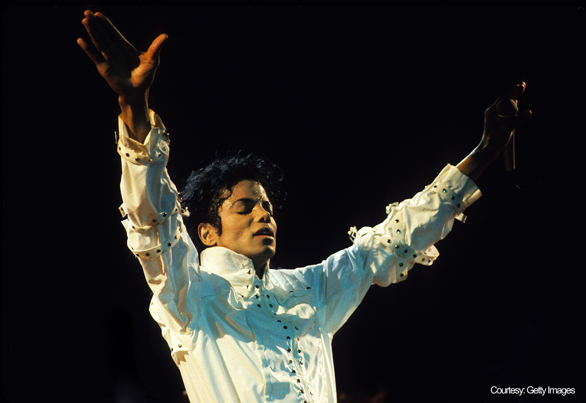 Michael Jackson performs in concert in 1990