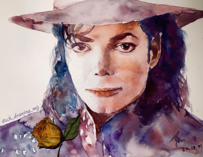 Fan Creates Lovely Michael Jackson Watercolor Painting 