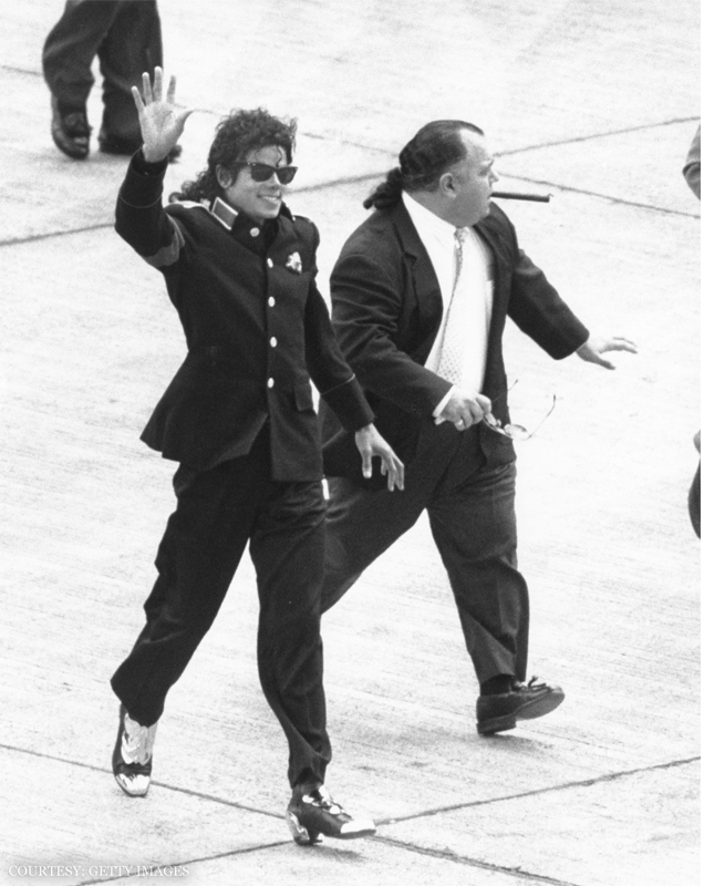 Michael Jackson with his manager Frank DiLeo on his Bad Tour.