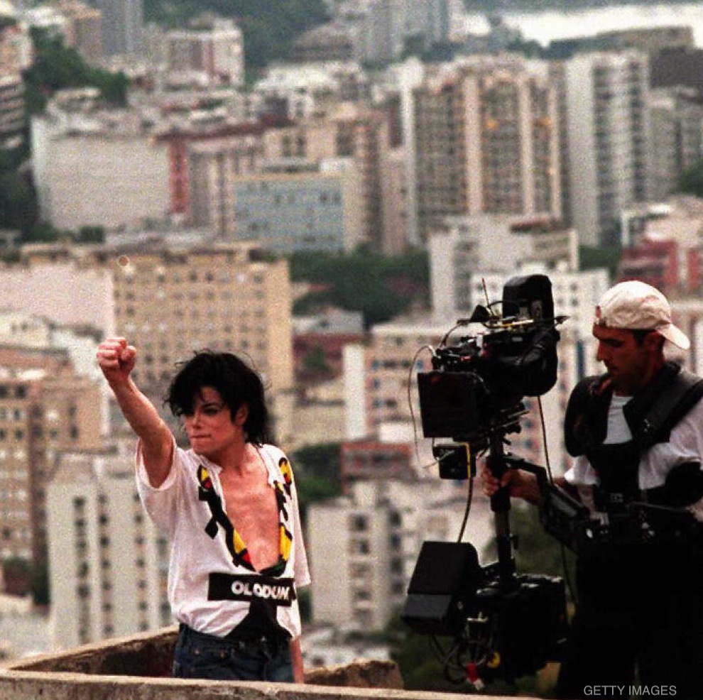 Michael Jackson during the filming of his They Don't Care About Us short film in Rio de Janeiro February 12, 1996