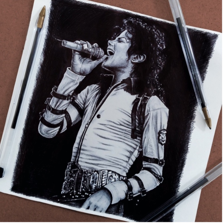 Pen Sketch Of MJ Performing On ‘Bad’ World Tour