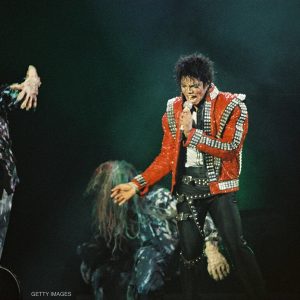 Michael Jackson performs during Bad World Tour at Wembley Stadium in London, U.K., July 23, 1988