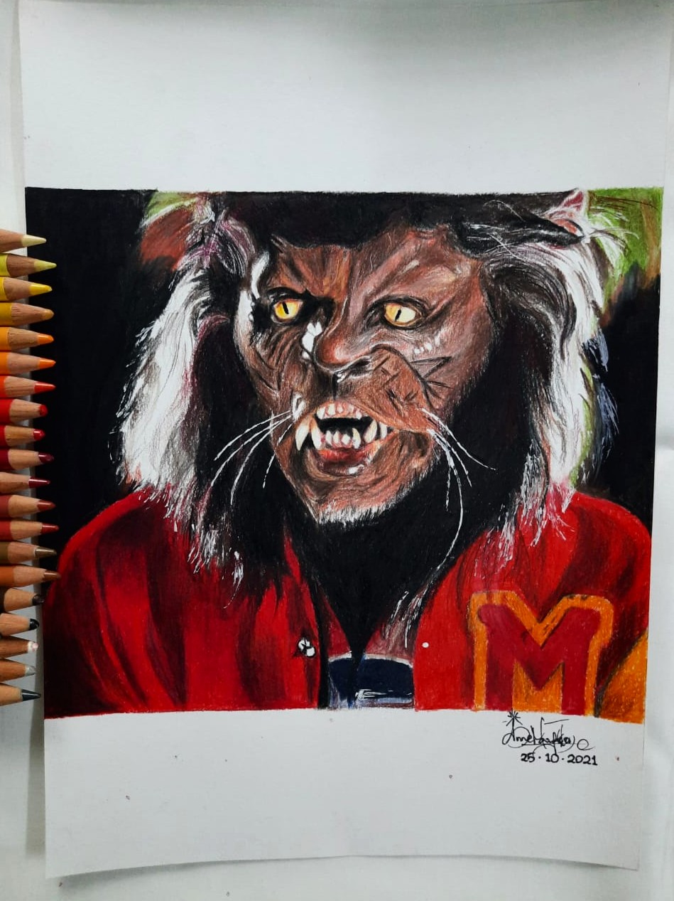 Michael Jackson as a werewolf from the Thriller