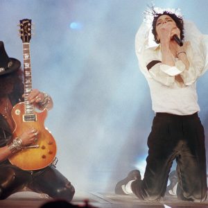 Michael Jackson and Slash perform at MTV Video Music Awards in New York, NY on September 7, 1995