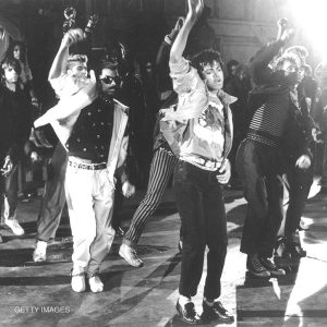 Michael Jackson making the “Beat It” short film in 1983.