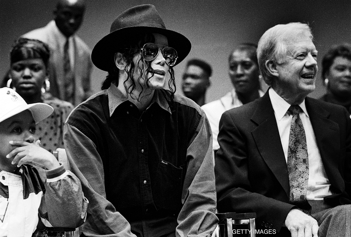 Michael Jackson joins former President Jimmy Carter, co-chairman of the Heal Our Children/Heal The World initiative, in Atlanta, GA to help promote The Atlanta Project’s Immunization drive on May 5, 1993. It was the most comprehensive immunization program ever mounted in the U.S. at that time, with 17,000 children immunized in just five days.