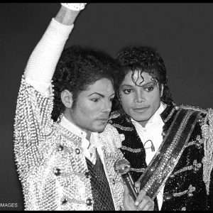 Michael Jackson at Madame Tussauds museum in London for the unveiling of his waxwork on March 28, 1985.