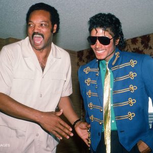 Michael Jackson and Joe Jackson attend press conference for Jesse Jackson at Democratic National Convention San Francisco, CA, July 1984
