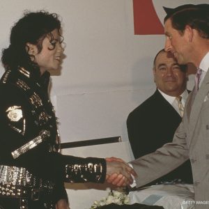 Michael Jackson with Prince Charles backstage at Wembley Stadium July 16, 1988