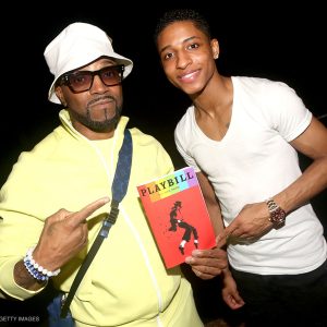 Teddy Riley and Myles Frost backstage at MJ the Musical at the Neil Simon Theatre in New York, NY, in June 2022.