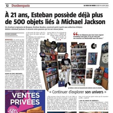 An article from a French newspaper about my MJ collection