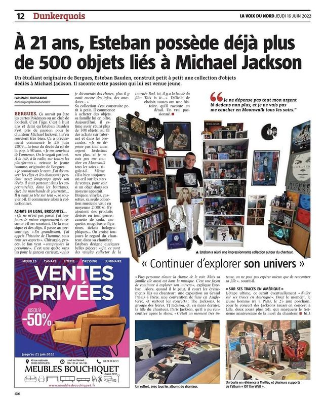An article from a French newspaper about my MJ collection