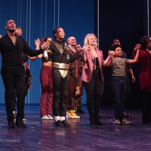 Myles Frost and the cast of MJ the Musical during opening night curtain call at the Neil Simon Theatre in New York, NY, on February 1, 2022.