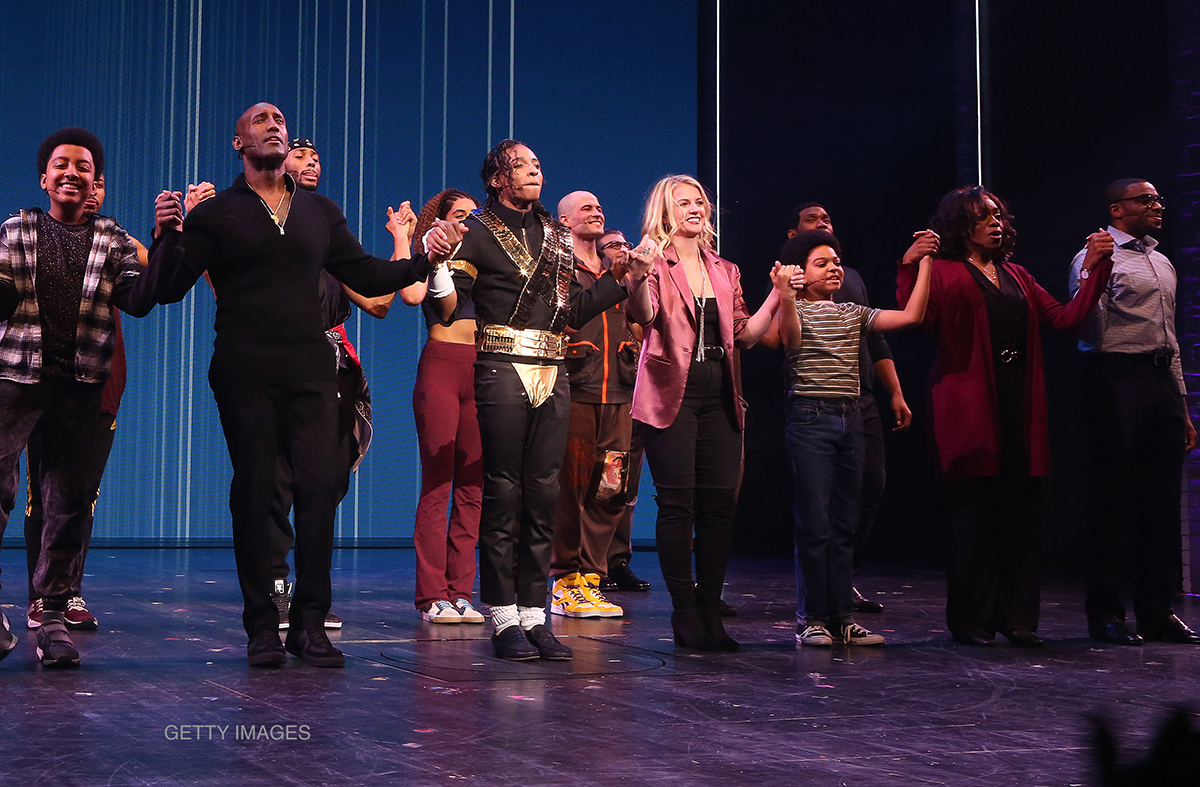 Myles Frost and MJ the Musical cast during opening night curtain call at Neil Simon Theatre in New York, NY, February 1, 2022