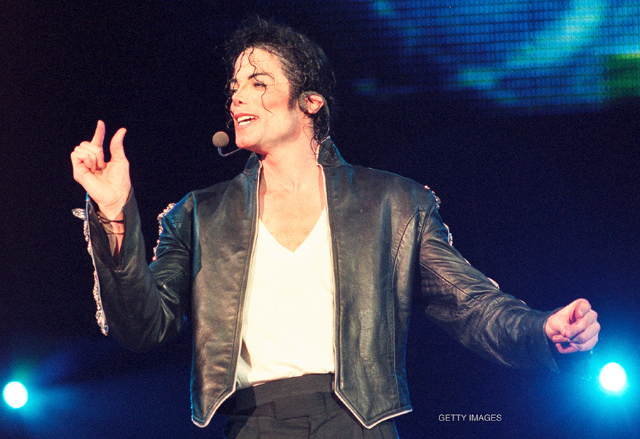 Michael Jackson performs on stage.