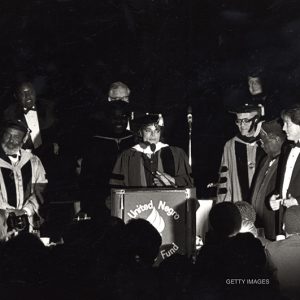 Michael Jackson receives honorary doctorate from Fisk University at United Negro College Fund Awards New York, NY, March 10, 1988