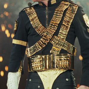Michael Jackson performs on stage during the Dangerous World Tour.