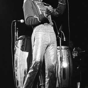 Michael Jackson performs on stage with The Jacksons on the Destiny World Tour in Amsterdam, The Netherlands in February 1979.