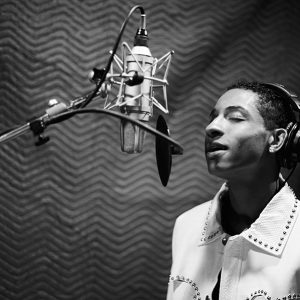 Myles Frost in recording studio for MJ the Musical cast recording