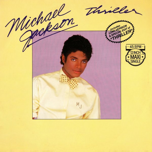 Michael Jackson 12-inch maxi cover artwork for Thriller single