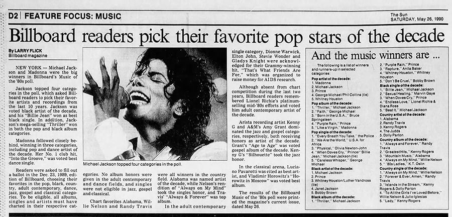 Billboard Readers Pick Michael Jackson As Their Favorite Pop Star Of The Decade