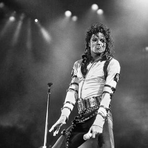 Michael Jackson performs in Liverpool, UK, for an estimated 125,000 fans during his Bad Tour