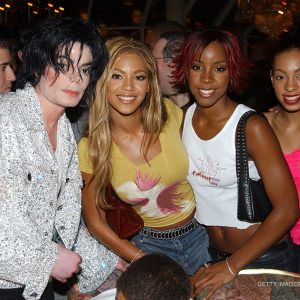 Michael Jackson with Destiny's Child and Solange at the after party for the Michael Jackson: 30th Anniversary Celebration on September 7, 2001.