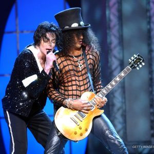 Michael Jackson and Slash on stage for Michael Jackson 30th Anniversary Celebration at Madison Square Garden in New York, NY September 2001