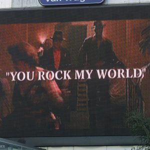 Michael Jackson and Chris Tucker You Rock My World short film on Jumbotron in Los Angeles