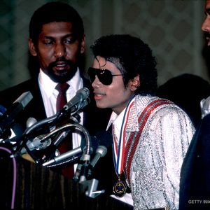 Michael Jackson at press conference 1980s