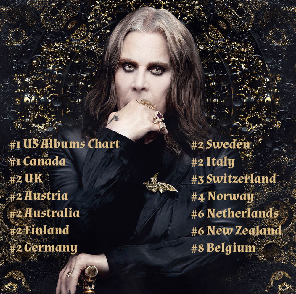 Ozzy Osbourne Patient Number 9 highest charting album around the world