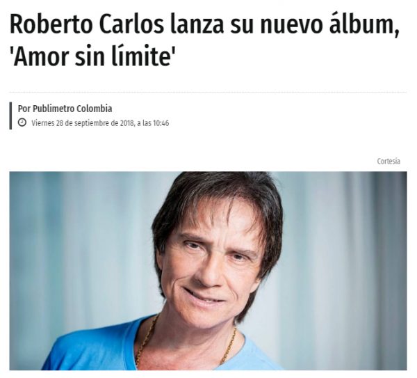 Roberto Carlos Lanza Su Nuevo álbum Amor Sin Límite Roberto Carlos