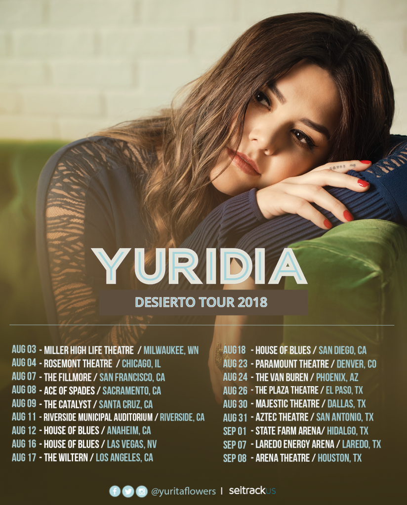 Estas son las primeras 18 fechas de Yuridia y su Desierto Tour en